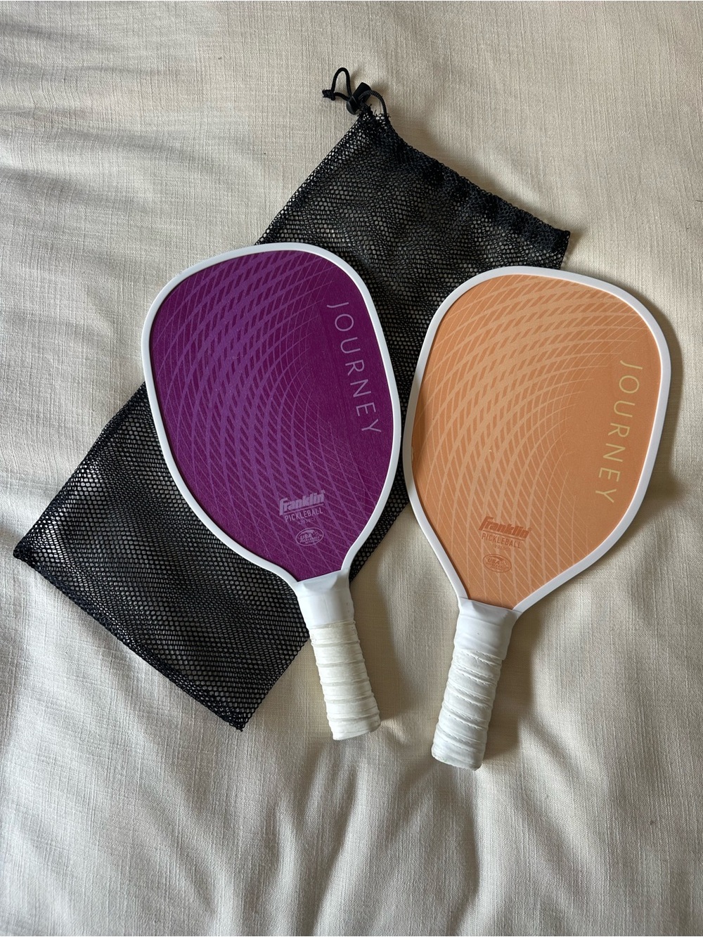 Franklin Journey Wood Pickleball Paddle with Mesh Bag - Purple and Orange